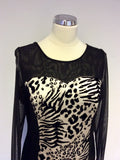 GOLD BY MICHAEL H BLACK & GOLD LEOPARD PRINT PANEL COCKTAIL DRESS SIZE 16