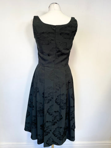 JIGSAW DARK GREEN FLORAL PRINT SLEEVELESS FIT & FLARE OCCASION DRESS SIZE 10