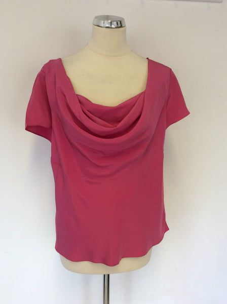 FENN WRIGHT MANSON PINK SILK COWL NECK TOP SIZE 18