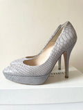 LK BENNETT ANDIE BIRCH (LIGHT GREY SNAKESKIN LEATHER PLATFORM SOLE HIGH HEELS SIZE 7.5/41