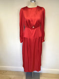 BRAND NEW TOPSHOP RED SATIN LONG SLEEVE MIDI DRESS SIZE 12