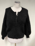 LA MAILLE SEZANE LEON BLACK WOOL & KID MOHAIR BLEND JUMPER SIZE XS