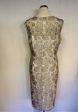 BRAND NEW GINA BACCONI SILVER GREY & PALE GOLD LACE SPECIAL OCCASION DRESS SIZE 18