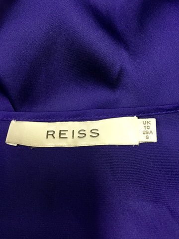 REISS MIDNIGHT BLUE PLEATED SLEEVE BLOUSE SIZE 10