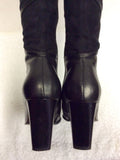 ROBERTO VIANNI BLACK SUEDE & LEATHER KNEE LENGTH BOOTS SIZE 5/38