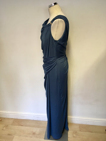 BRAND NEW PHASE EIGHT TEAL DRAPED LONG EVENING DRESS SIZE 16