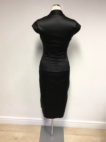 KAREN MILLEN BLACK DIAMANTÉ TRIM CORSET PENCIL DRESS SIZE 10