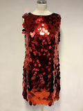 PER UNA SPEZIALE RED SEQUINNED SHIFT COCKTAIL DRESS SIZE 12