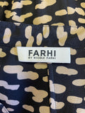 FARHI BY NICOLE FARHI BLACK & CAMEL PRINT SILK TIE WAIST 3/4 SLEEVE DRESS SIZE 16
