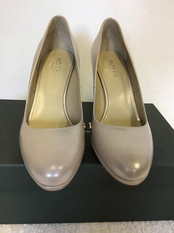 HOBBS JULIETTA PEARLISED OYSTER LEATHER HEELED COURT SHOES SIZE 7/40