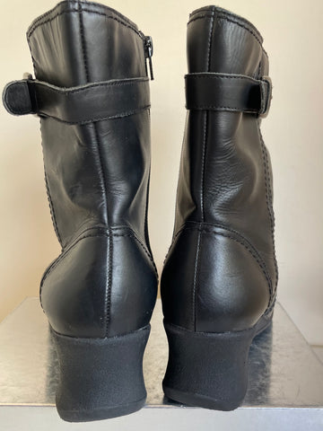 LILLEY & SKINNER BLACK LEATHER WEDGE HEEL ANKLE BOOTS SIZE 9/43