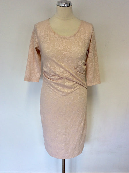 PHASE EIGHT PALE PINK LACE STRETCH PENCIL DRESS SIZE 12