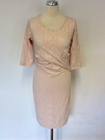 PHASE EIGHT PALE PINK LACE STRETCH PENCIL DRESS SIZE 12