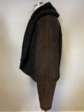 NICOLE FARHI DARK BROWN & BLACK SHORT SHEEPSKIN JACKET SIZE 14