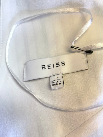 REISS RHONI IVORY & FINE BLACK STRIPE FIT & FLARE ASYMMETRIC HEM DRESS SIZE 12