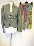LEGATTE JEANS DENIM  BLUE & MULTICOLOURED PRINT SKIRT, TOP & JACKET OUTFIT SIZE II UK 10
