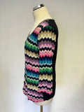 RIANI MULTI COLOURED PRINT CROCHETED TOP SIZE 14
