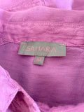 SAHARA PINK LINEN MIX COLLARED 3/4 SLEEVE OVERSIZE SHIRT SIZE M