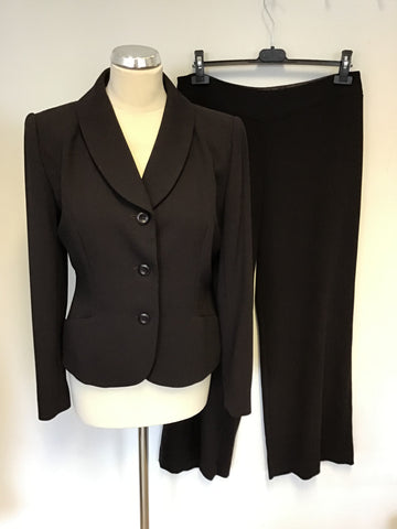 HOBBS DARK BROWN WOOL JACKET & TROUSER SUIT SIZE 12/14