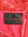 FRANK USHER PINK BEADED & SEQUINED EVENING TOP SIZE 20