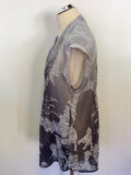 MINT VELVET GREY PRINT ZIP FRONT SLEEVELESS TOP SIZE 12