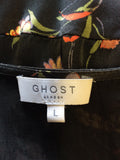 GHOST BLACK FLORAL PRINT LONG SLEEVE DRESS SIZE L