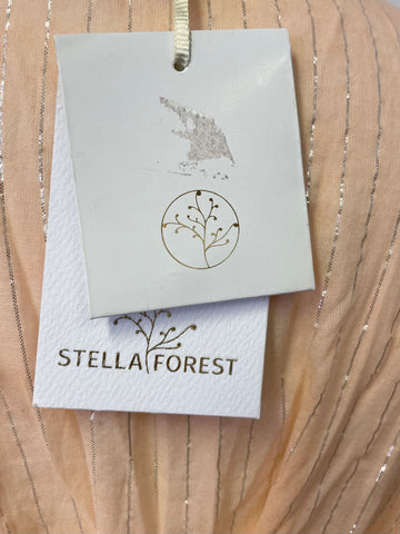 RAND NEW STELLA FOREST BLUSH WITH SILVER LUREX THREAD COTTON DRESS SIZE 38 UK 10