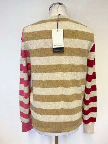 BRAND NEW MARKS & SPENCER AUTOGRAPH 100% CASHMERE STRIPED JUMPER SIZE 8