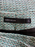 KAREN MILLEN TURQOUISE FLECK DESIGN MINI SKIRT SIZE 10