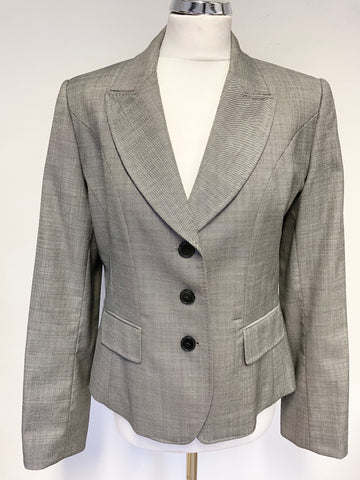 TM LEWIN WOMAN DITA LIGHT GREY WOOL TROUSER SUIT SIZE 10/12