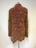 AIRFIELD ORANGE,RED & GREEN BOUCLE SHAGGY KNIT JACKET SIZE 38 UK 10