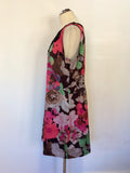 MONSOON MULTI COLOURED FLORAL PRINT EMBELLISHED SHIFT DRESS SIZE 20