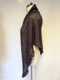 NOA NOA MULBERRY & SILVER THREADED EDGE WOOL SHAWL/ WRAP ONE SIZE