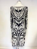 PHASE EIGHT NAVY BLUE MESH WITH WHITE COTTON EMBROIDERY PENCIL DRESS SIZE 14