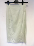 JOSEPH JANARD PALE GREEN COTTON & SILK PENCIL SKIRT & JACKET SUIT SIZE 10