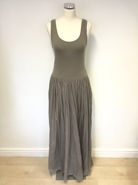 FRENCH CONNECTION KHAKI SLEEVELESS STRETCH JERSEY TOP MAXI DRESS SIZE 10