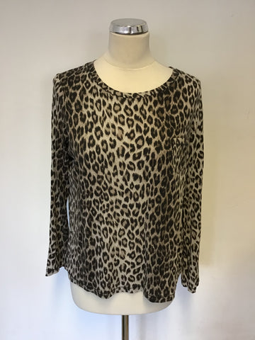 WHISTLES BROWN LEOPARD PRINT LONG SLEEVE TOP SIZE 12