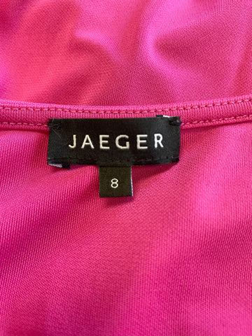 JAEGER PINK CAP SLEEVED DRAPED FRONT STRETCH JERSEY DRESS SIZE 8