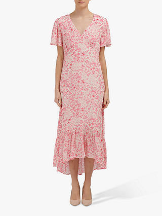 LILY AND LIONEL ‘SAGE’ PINK BLOSSOM SHORT SLEEVE MAXI DRESS SIZE XS UK 8/10