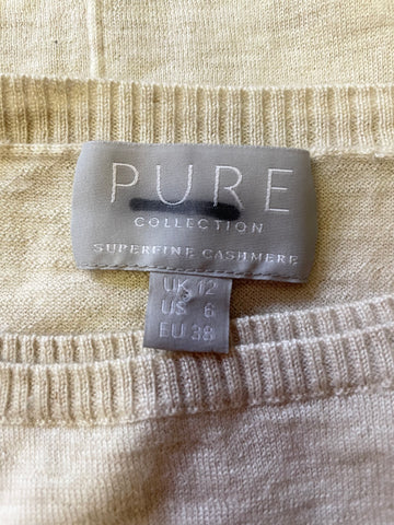 PURE COLLECTION CREAM 100% SUPERFINE CASHMERE LONG SLEEVE JUMPER SIZE 12