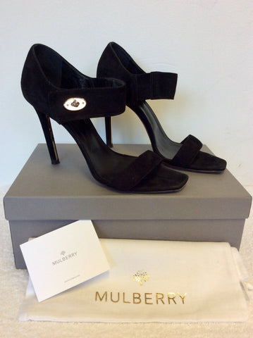 MULBERRY BLACK SUEDE WILLOW HIGH HEEL SANDALS SIZE 7/40
