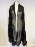 BRAND NEW NITYA BLACK SILK BLEND SPARKLE TRIM WRAP