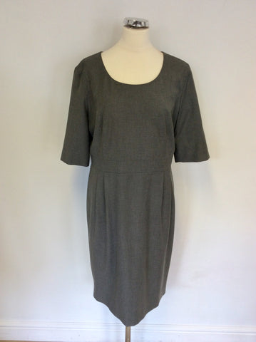 JAEGER GREY SHORT SLEEVE PENCIL DRESS SIZE 14