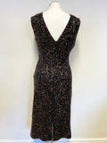 LK BENNETT QUINN BLACK & BRONZE SEQUINNED SLEEVELESS COCKTAIL DRESS SIZE 12