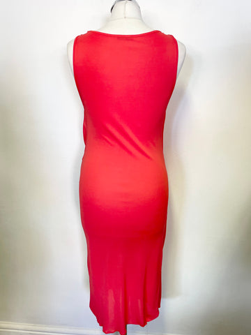PENNY BLACK CORAL DRAPED FRONT SLEEVELESS DRESS SIZE M