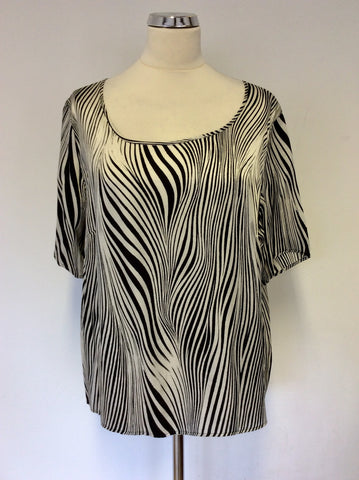 MARINA RINALDI BLACK & IVORY ZEBRA PRINT SILK TOP SIZE 25 UK 20