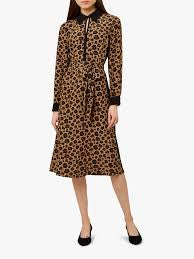 BRAND NEW HOBBS GIORGIANA BROWN & BLACK LEOPARD PRINT DRESS SIZE 14