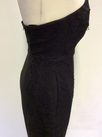 WHISTLES BLACK LOVEBIRD LACE PANEL STRAPLESS JUMPSUIT SIZE 8