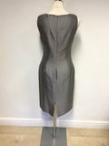 LK BENNETT SILVER GREY SLEEVELESS SILK & WOOL BLEND PENCIL DRESS SIZE 10