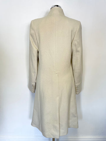 TOAST CREAM BUTTON FASTEN WOOL BLEND KNEE LENGTH COAT SIZE 12